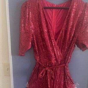 Sparkly Holiday Dark Red Sequins Jumper